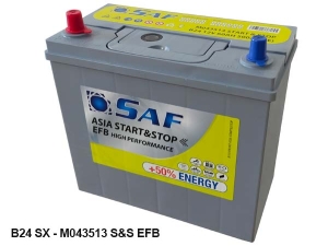 Batteria Auto 12V B24 60AH 500A 236X128X220 Linea Asia/Japan Start&Stop EFB (SX)